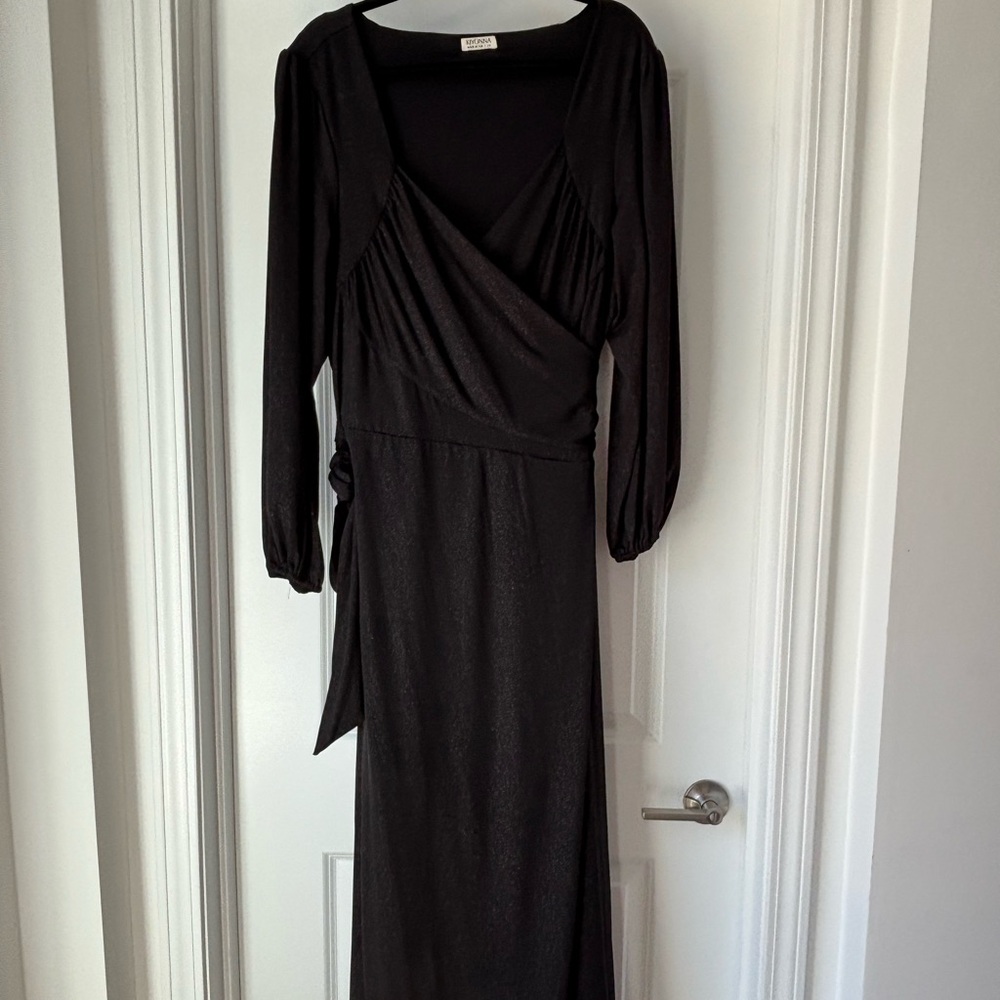 Kiyonna Black Long Sleeve Wrap Dress